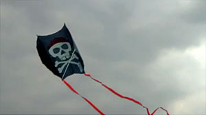 still of Jolly Roger kite from "Hook"