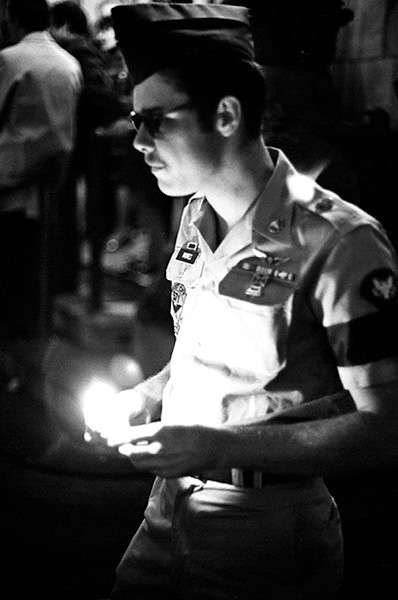 Serviceman at Candlelight Vigil in Central Park, NY, mid 1960s
