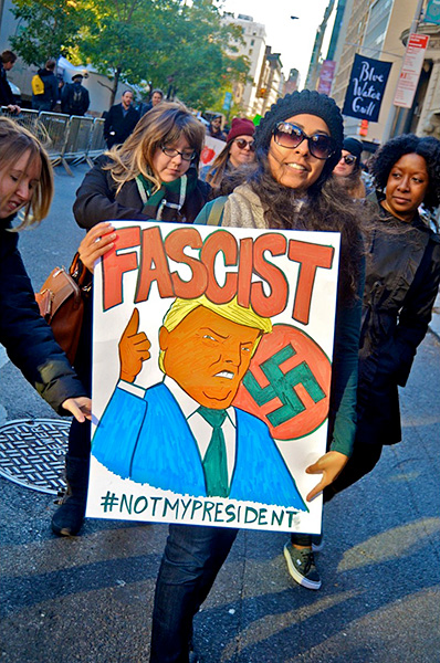 Anti-Trump Protest, Union Square March up 5th Avenue, 2016