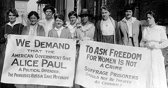 National Woman’s Party members protesting the political imprisonment of Alice Paul