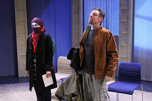 Lily Basen as Roya and Lou Liberatore as Paul in a 2013 performance of Kandahar to Canada