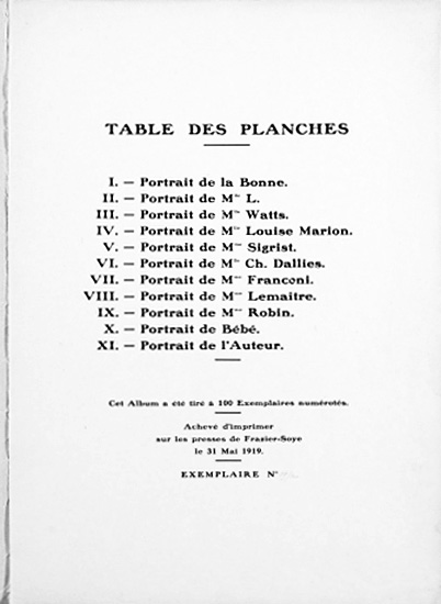 Table des Planches