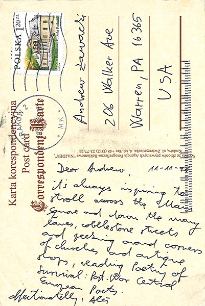Kraków, postcard, back