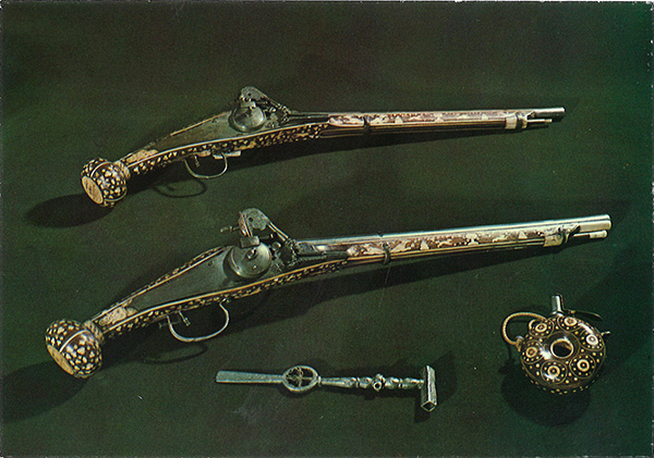 Calvary wheel-lock pistols, postcard, front