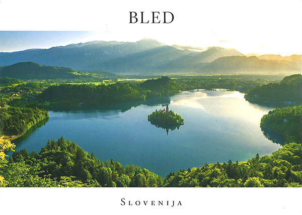 Lake Bled, Slovenia, postcard, front