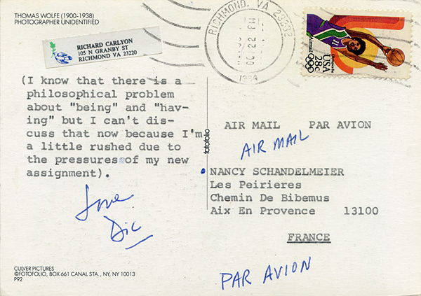 Richard Carlyon | Postcards to Aix #1 (back)