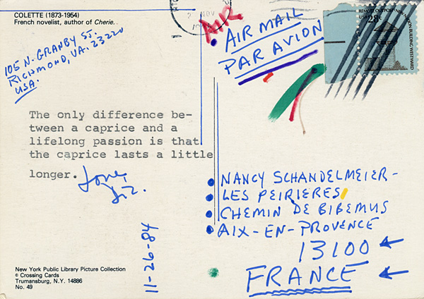 Richard Carlyon | Postcards to Aix #22 (back)