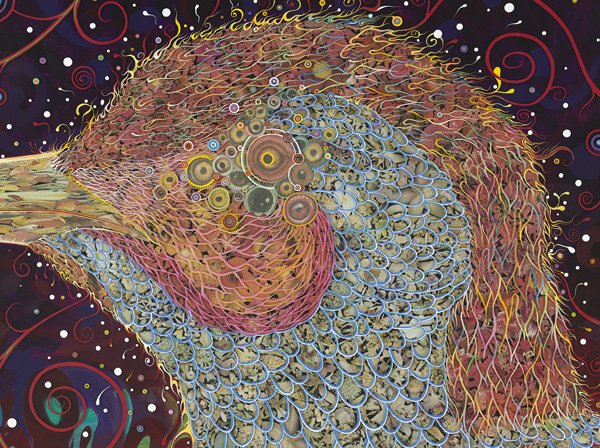 Fred Tomaselli | Woodpecker (detail)
