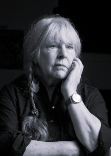 Black and white photograph of artist Char Gardner.